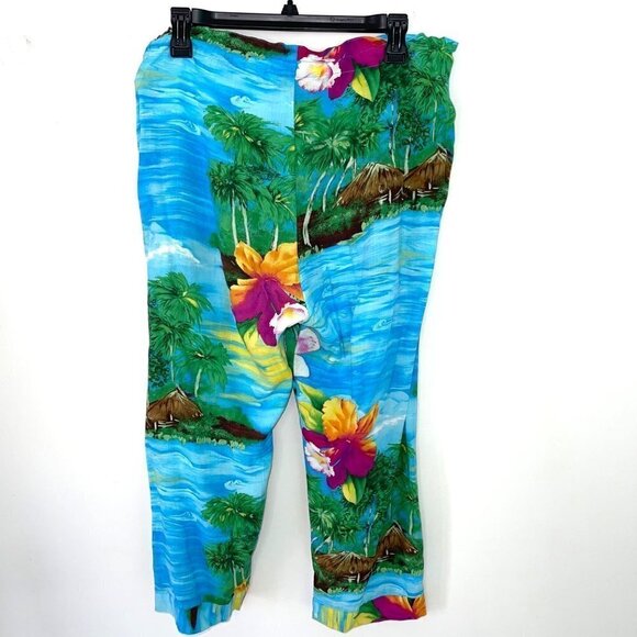 Jams World Pant Set Womens Size XS Medium Vintage Hawaiian Orchid Island Rayon - Picture 10 of 11